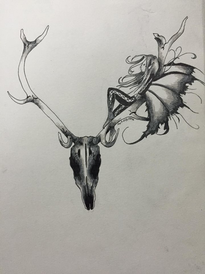 Fairy on Deer Skull Tattoo Design by sharshar27 on DeviantArt Fairy on Deer Skull Tattoo Design by sharshar27 on DeviantArt