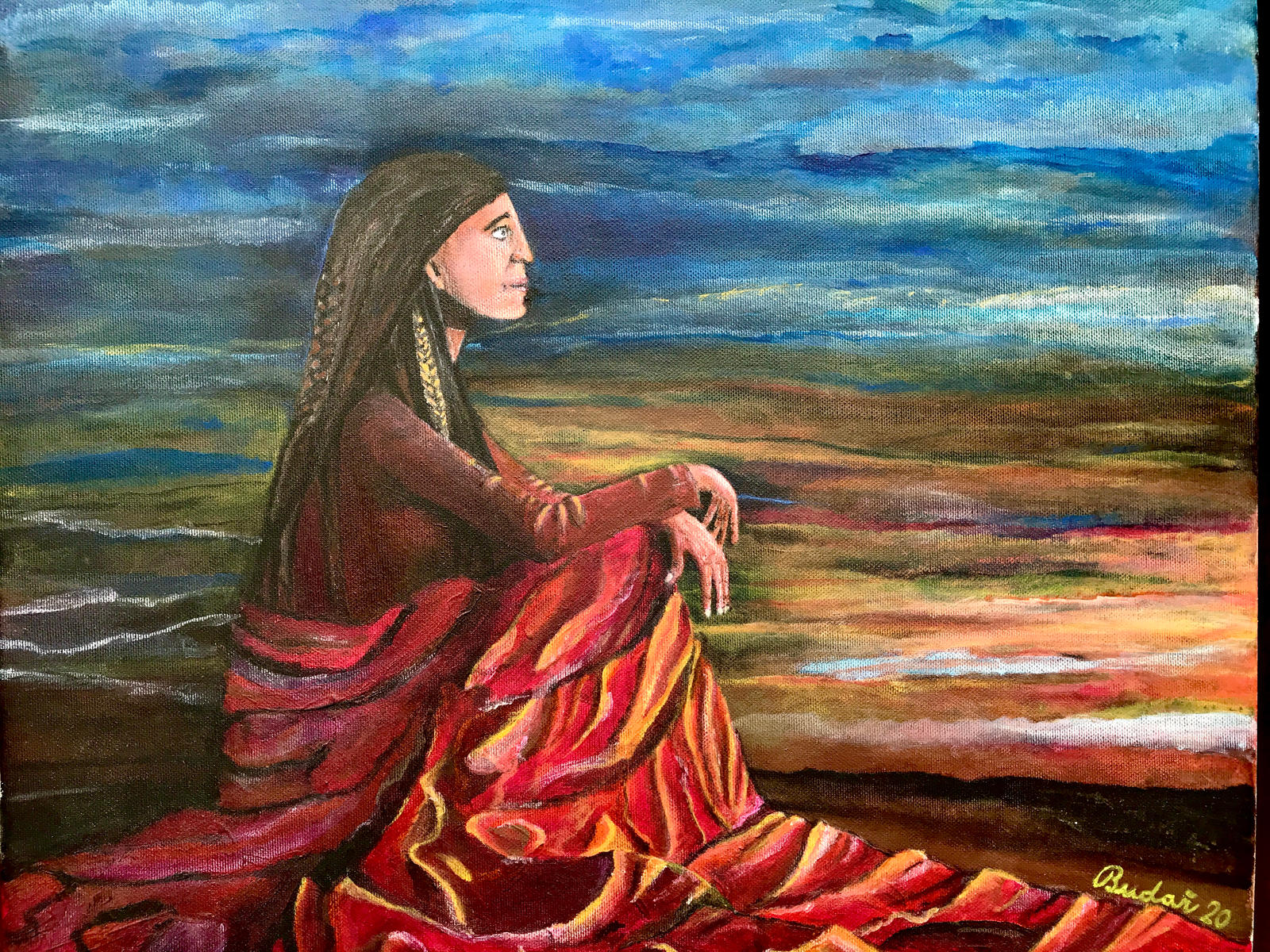 Lady by the fire