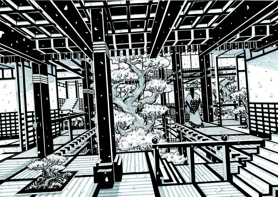 The great temple of bonsais (Inked Art) by Janusart