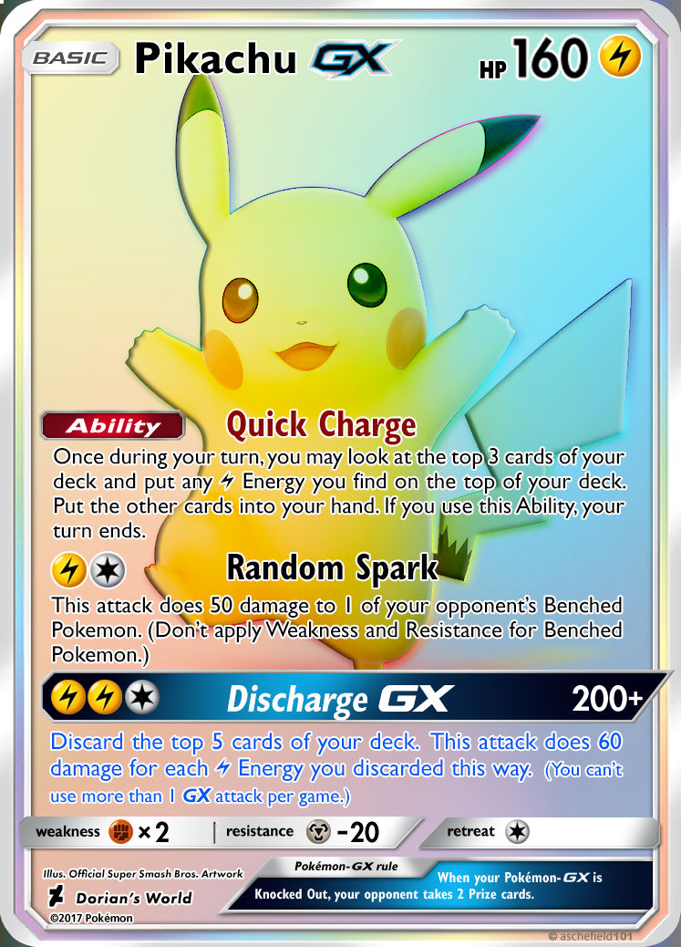 Pikachu GX Rainbow Rare (Custom Pokemon Card) by Dorian1905 on