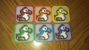 Perler Bead Yoshi Coasters