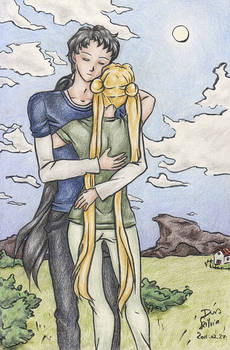 Seiya and Usagi hugging