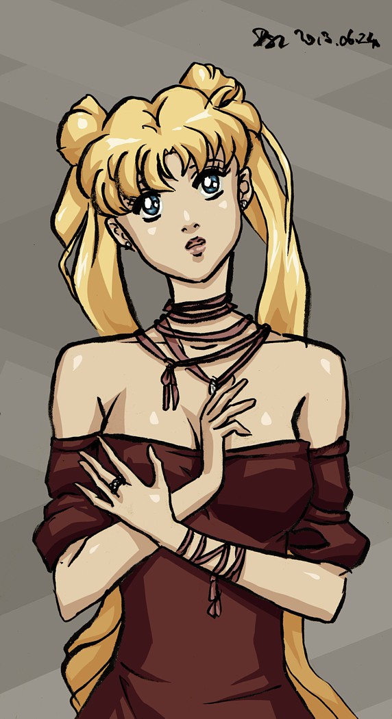 Usagi in maroon dress