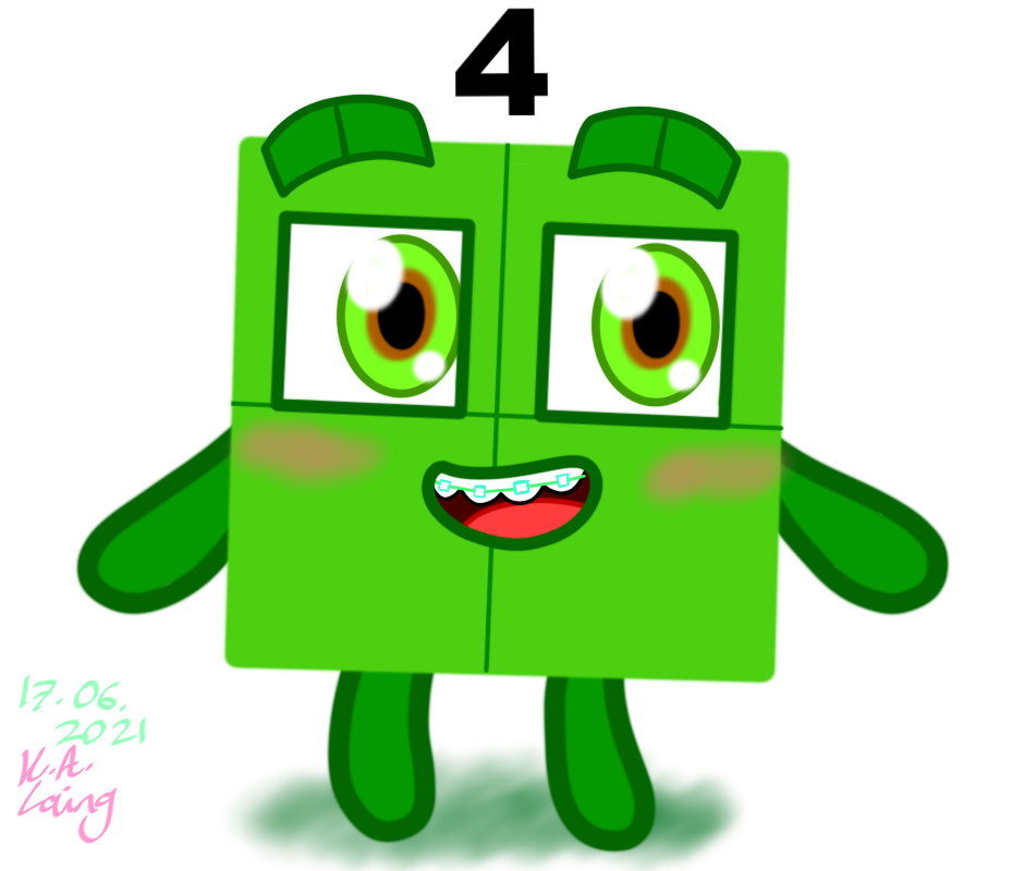 Numberblocks | Four (with Braces) by PinkStarEevee16 on DeviantArt