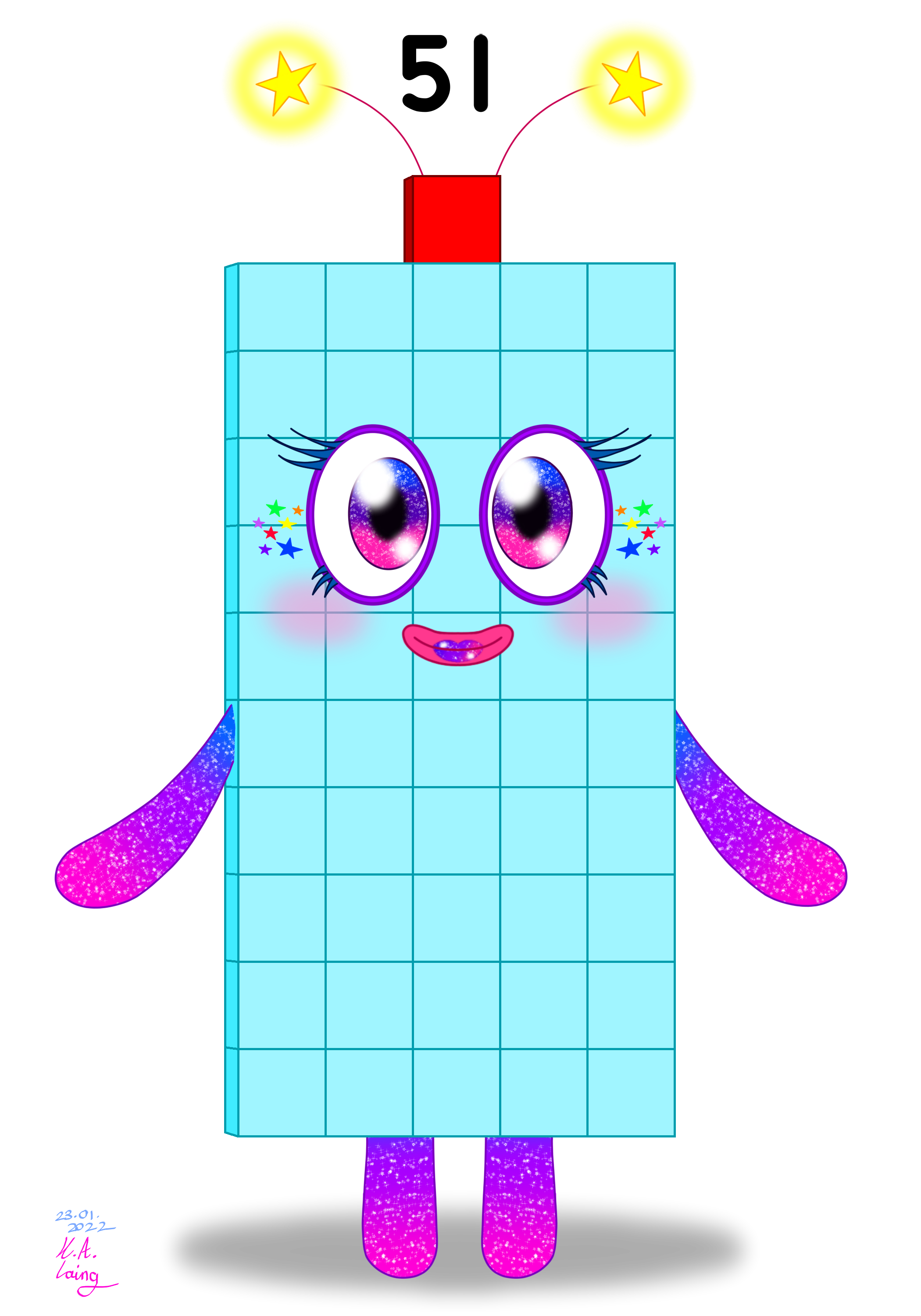 Numberblocks | Fifty-One (my version) by PinkStarEevee16 on DeviantArt