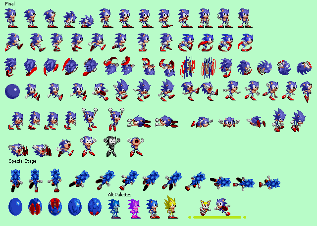 Custom / Edited - Sonic the Hedgehog Customs - Sonic (Sonic 1-Style,  Enhanced) - The Spriters Resource