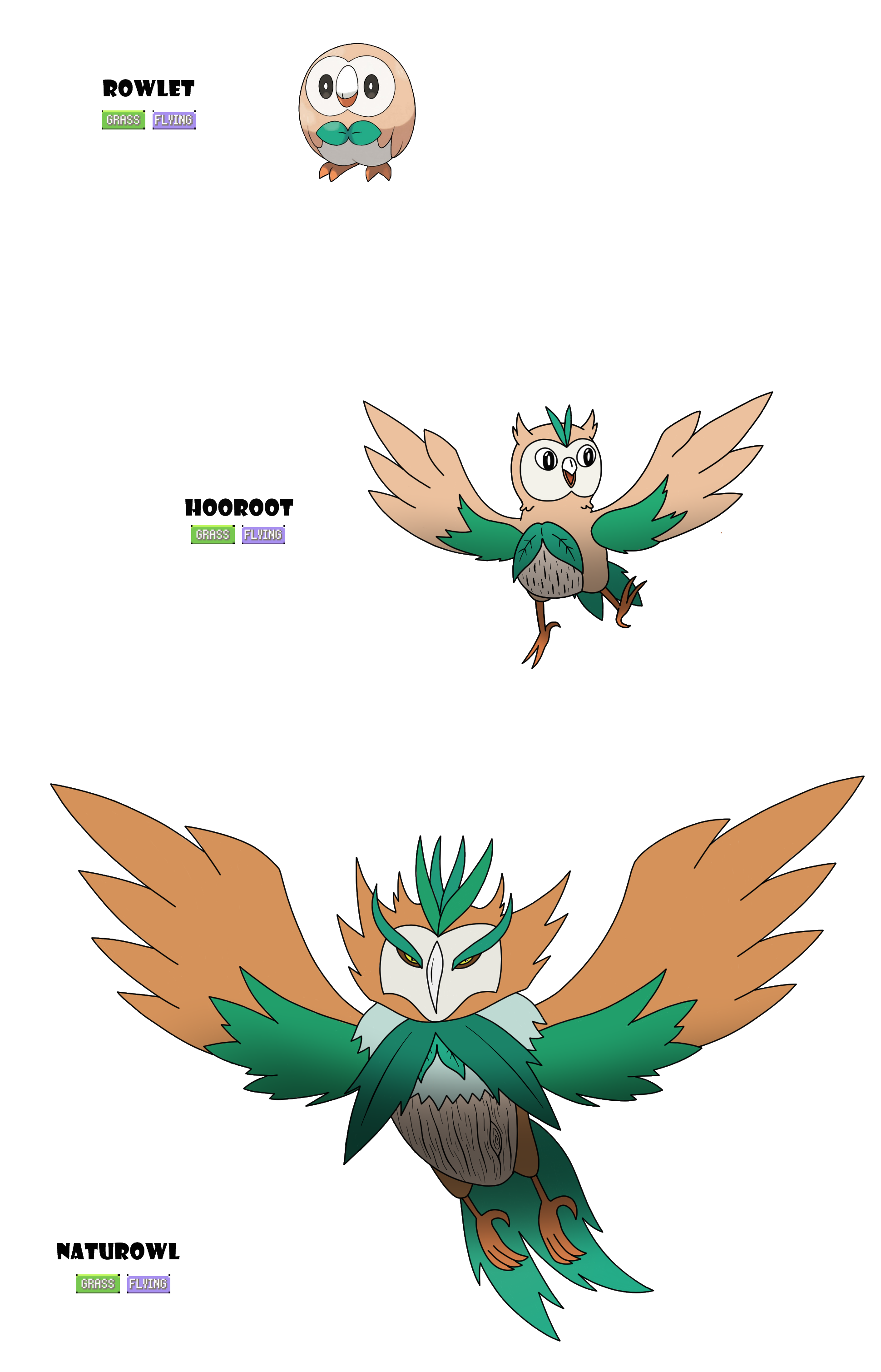 Rowlet Tree Rowlet Evolution! by KArtsman16 on DeviantArt