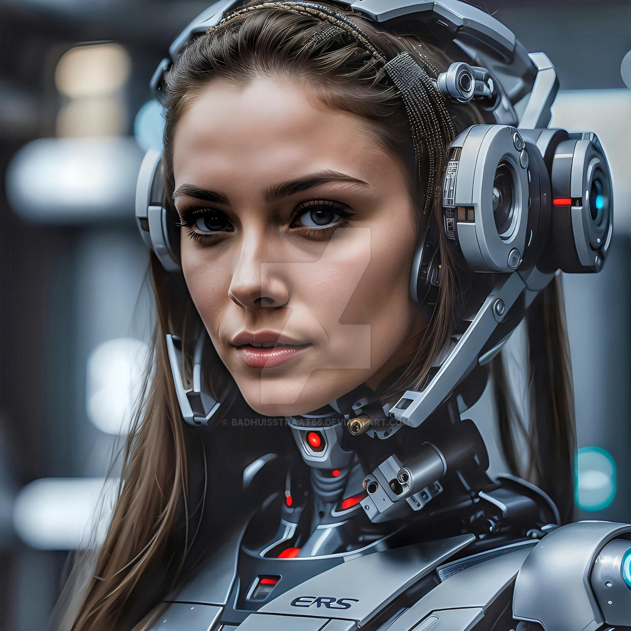 Female cyborg portrait by Badhuisstraat66 on DeviantArt