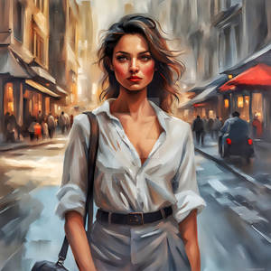 Woman on a city street 