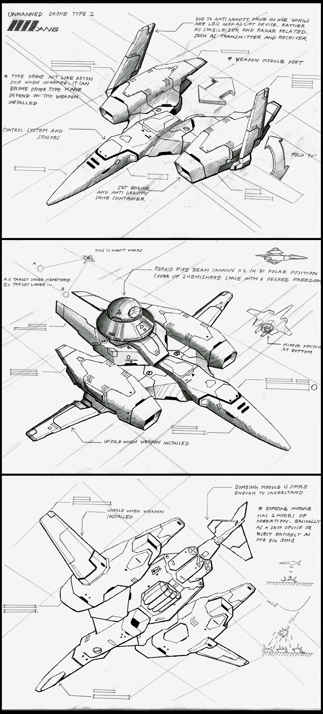 Unmanned drone type2 drawing