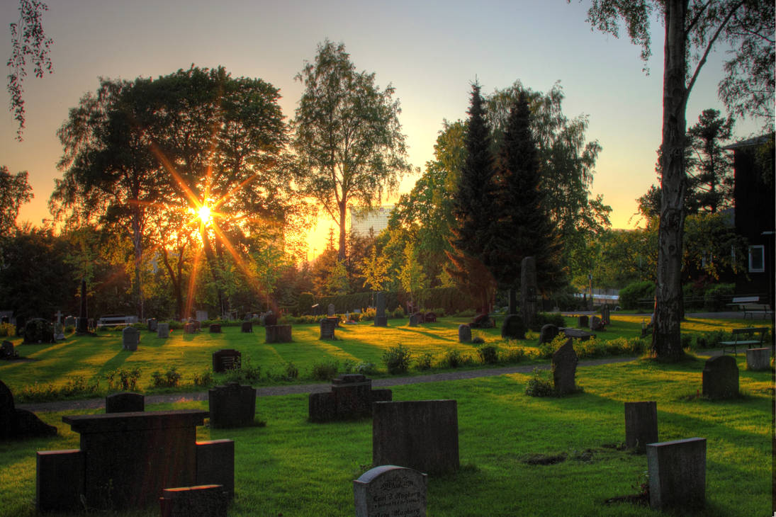 Cemetery in sunset 2 by mariusjellum