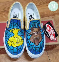 Stained Glass Beauty and the Beast Custom Vans