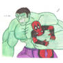 deadpool and hulk  team up   color