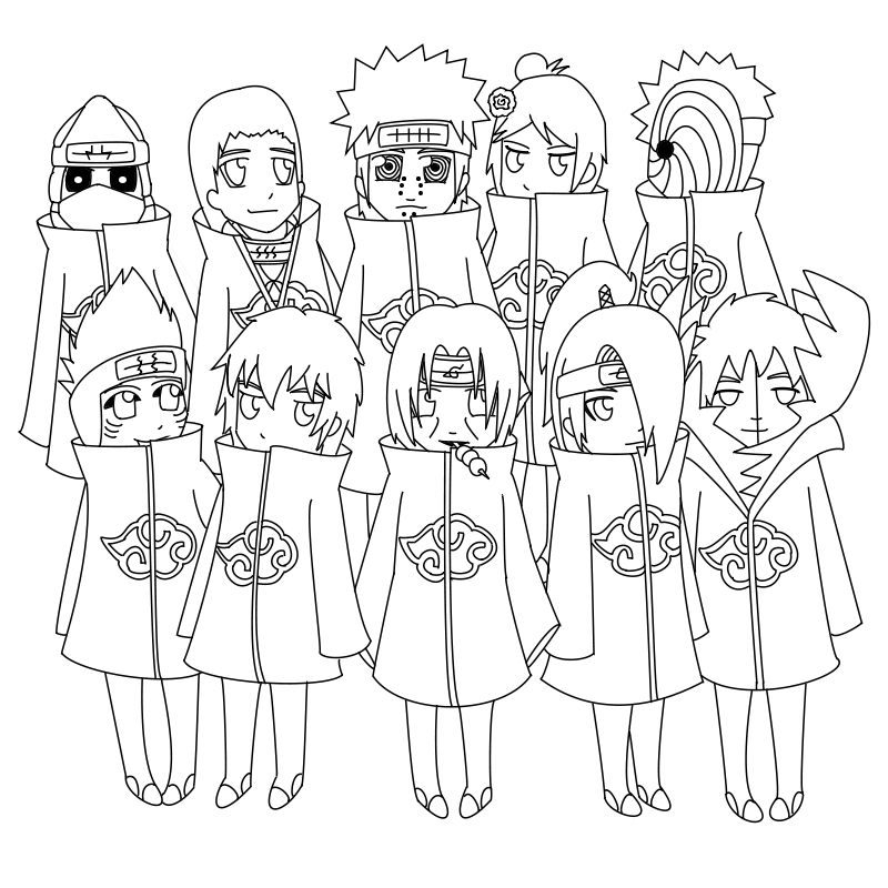 DESENHEI TODOS os MEMBROS da #AKATSUKI CHIBI Desenho Rapido 