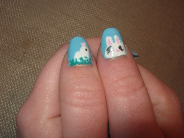 Easter Nails details - BUNNIES!