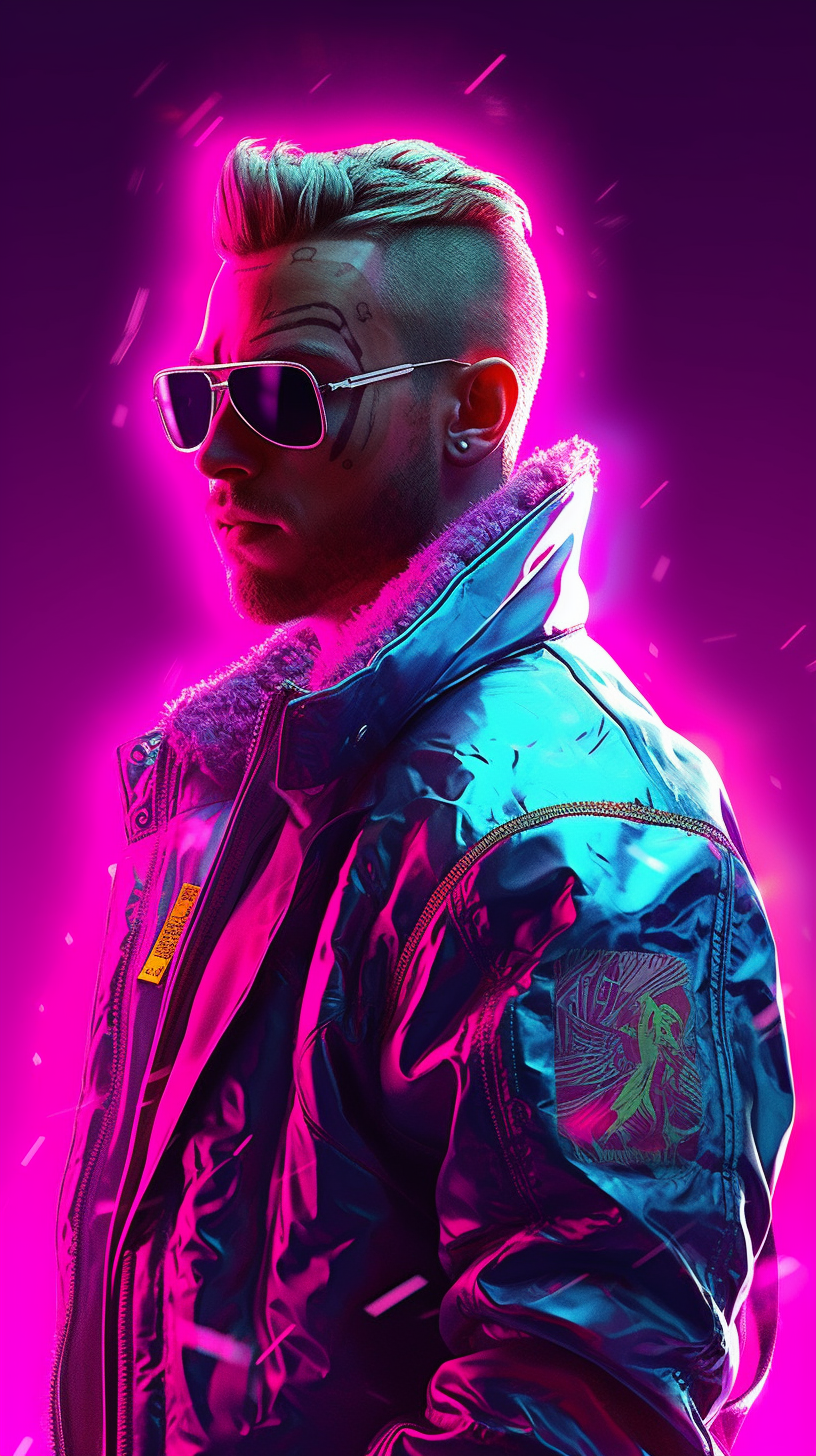 ZF Puhi Thor in the style of Cyberpunk 2077 magent by ZFPuhi on