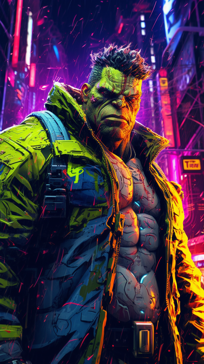 ZF Puhi Thor in the style of Cyberpunk 2077 magent by ZFPuhi on