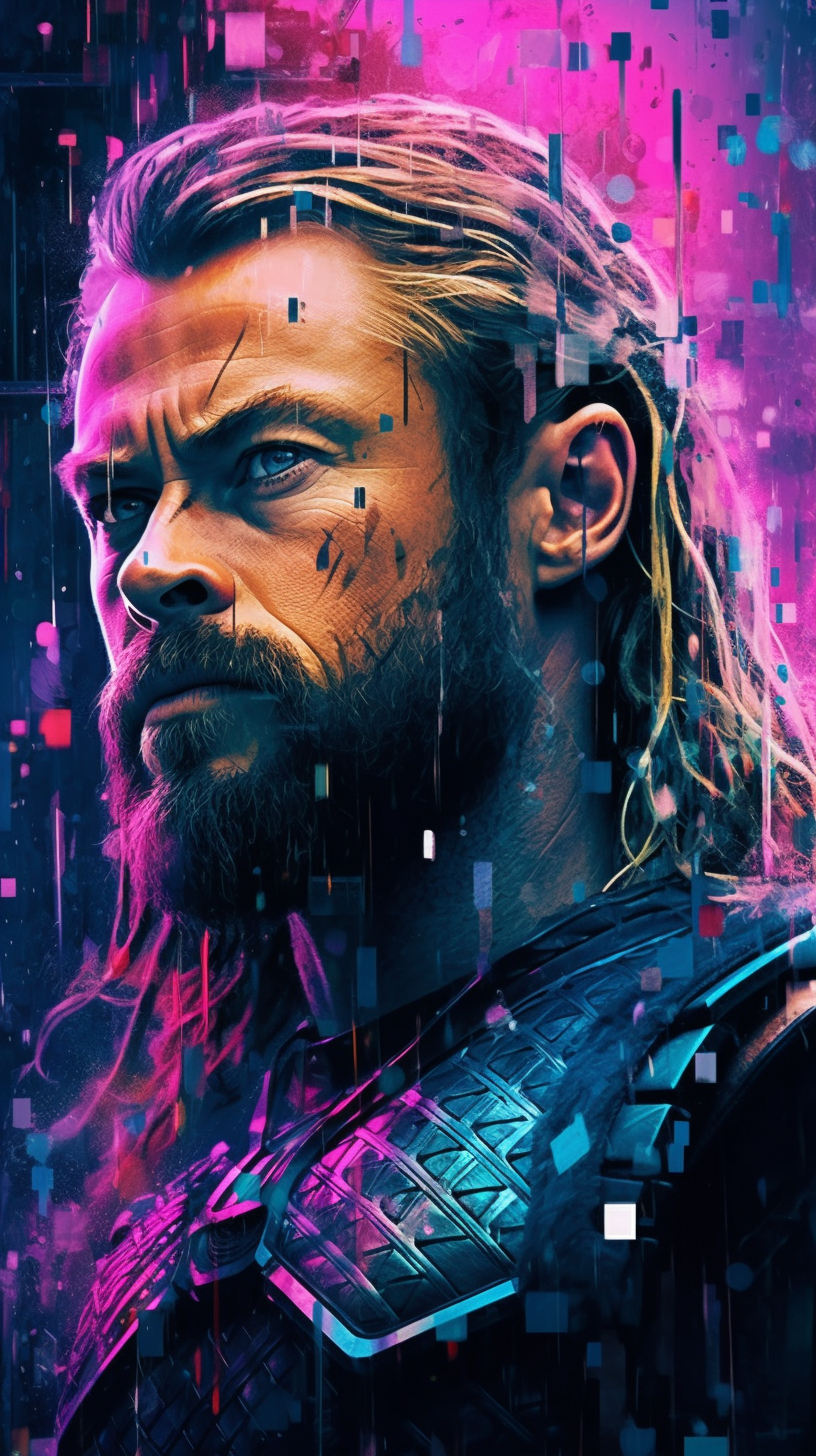 ZF Puhi Thor in the style of Cyberpunk 2077 magent by ZFPuhi on