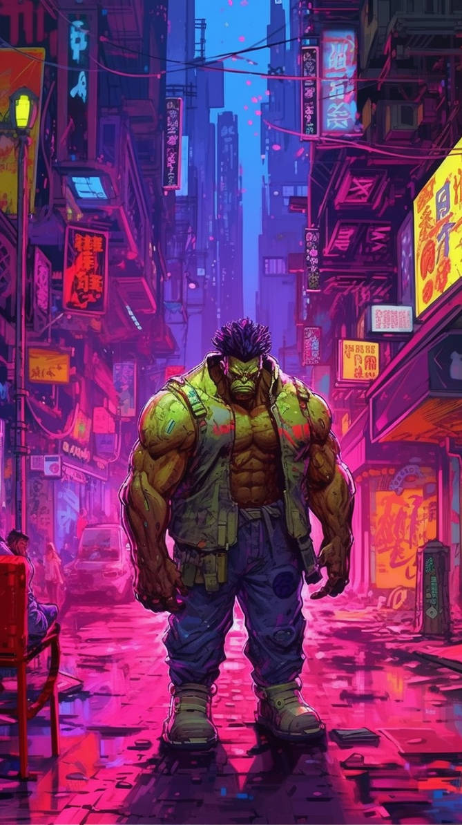 ZF Puhi Thor in the style of Cyberpunk 2077 magent by ZFPuhi on