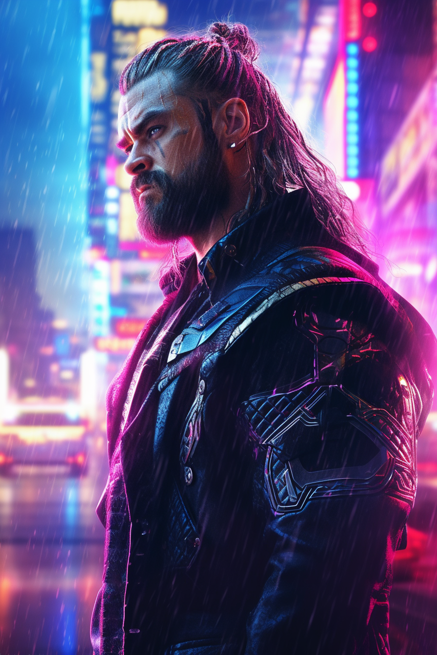 ZF Puhi Thor in the style of Cyberpunk 2077 magent by ZFPuhi on
