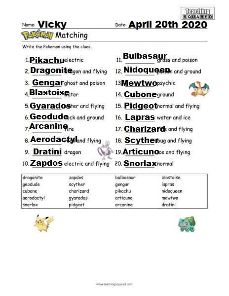 Pokemon Matching Task Pokemon Matching Puzzle by Gobstop123 on DeviantArt