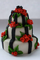 black ribbon wedding cake