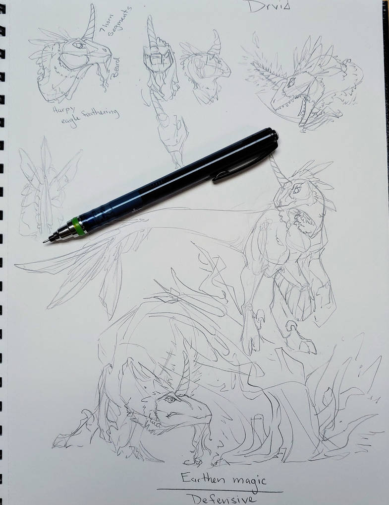 Uni-Raptor: Druid || pencil sheet by ZarienaiDreamWeaver on DeviantArt