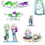 A page full of purple and green