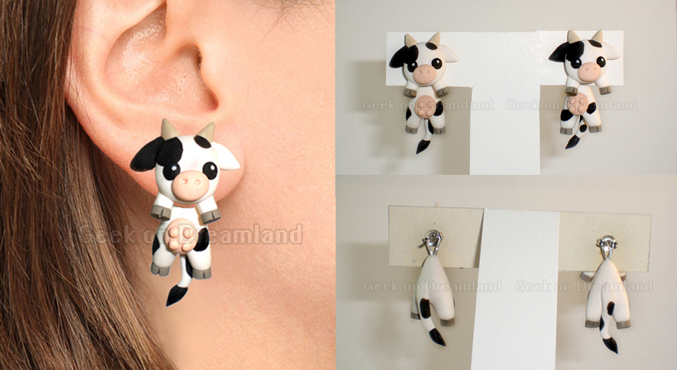 Cow clinging earrings