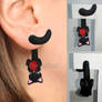 Black Cat with yarn Clinging Tail Earrings