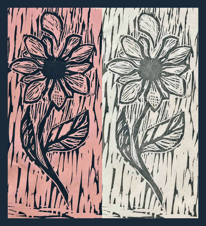 Linocut Flower Variations