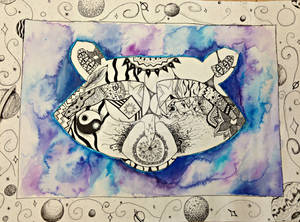 Watercolor Racoon Zentangle