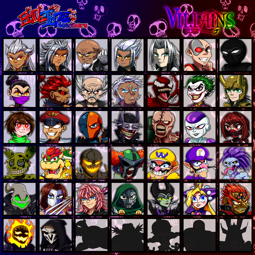Characters List - Villains (READ DESCPRITION) by Emil-Inze on DeviantArt