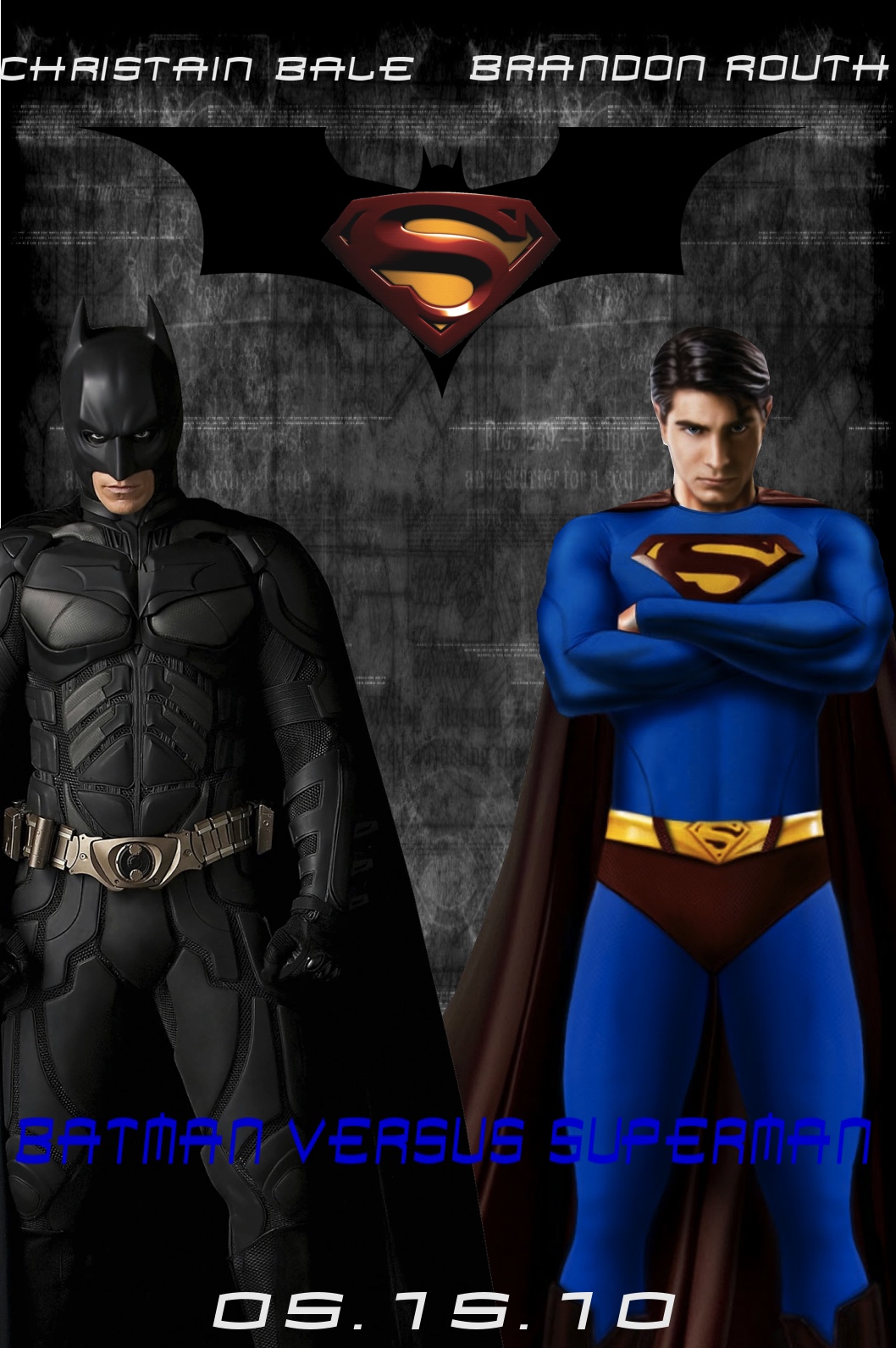 Batman vs. Superman Poster (Bale/Routh Version) by MichaelofRandom on  DeviantArt