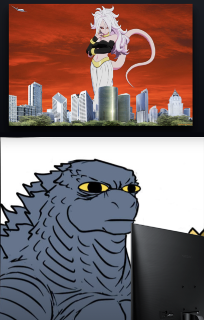 Godzilla reacts to Giantess Android 21 (Shitpost)