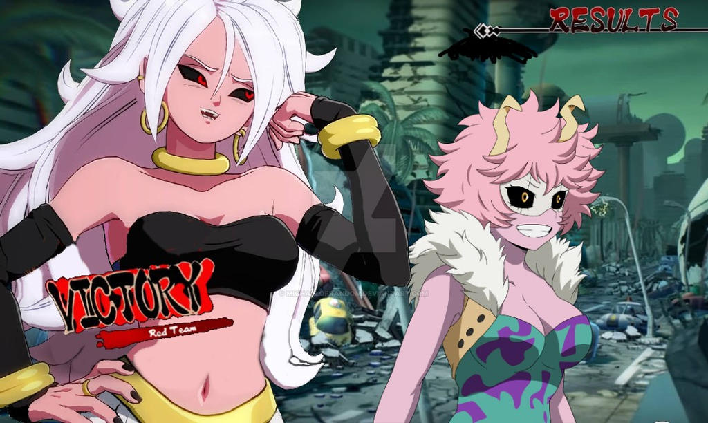 Android 21 (Evil) fights alongside Mina Ashido