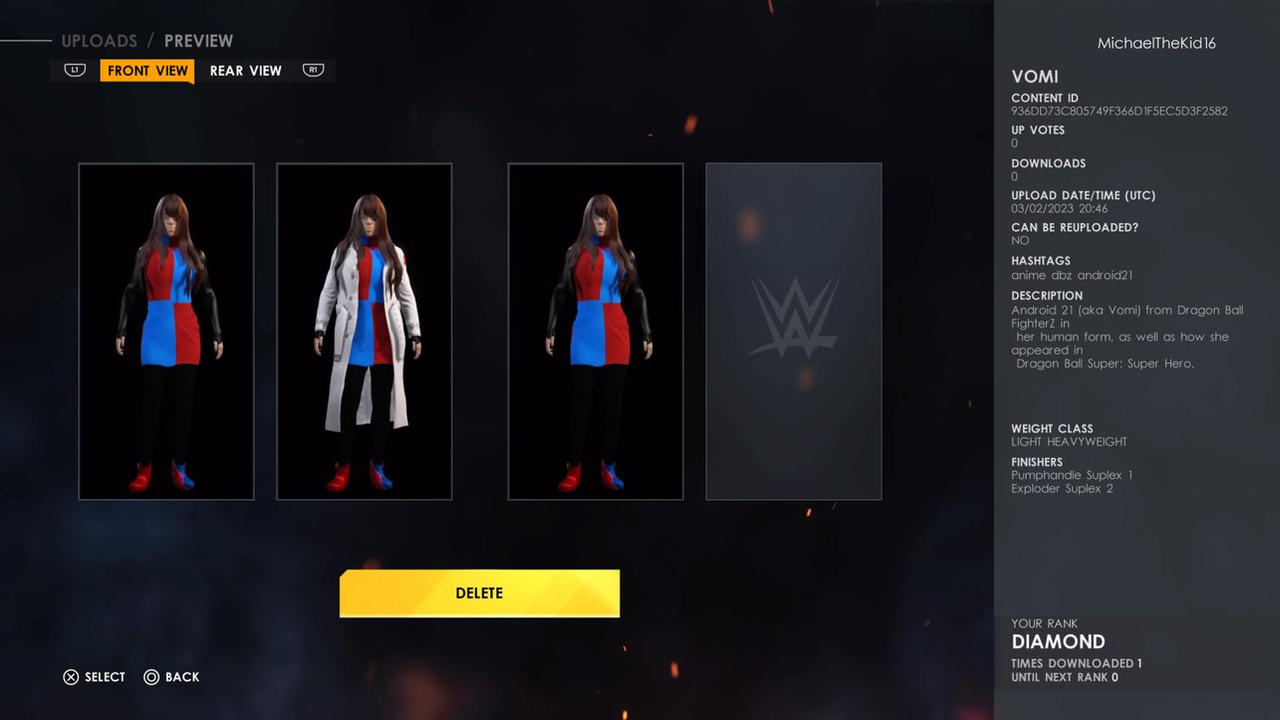 Android 21 (Lab coat) (aka Vomi) in WWE 2K22