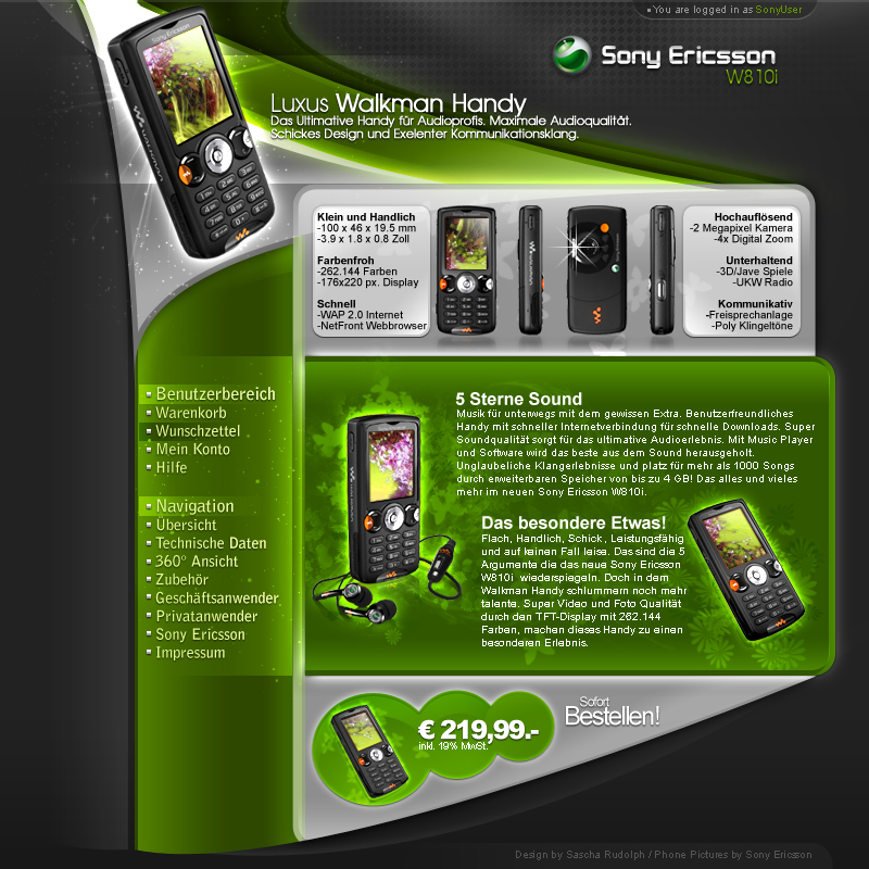 Sony Ericsson W810i Interface