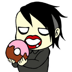 Manson is eating doughnut