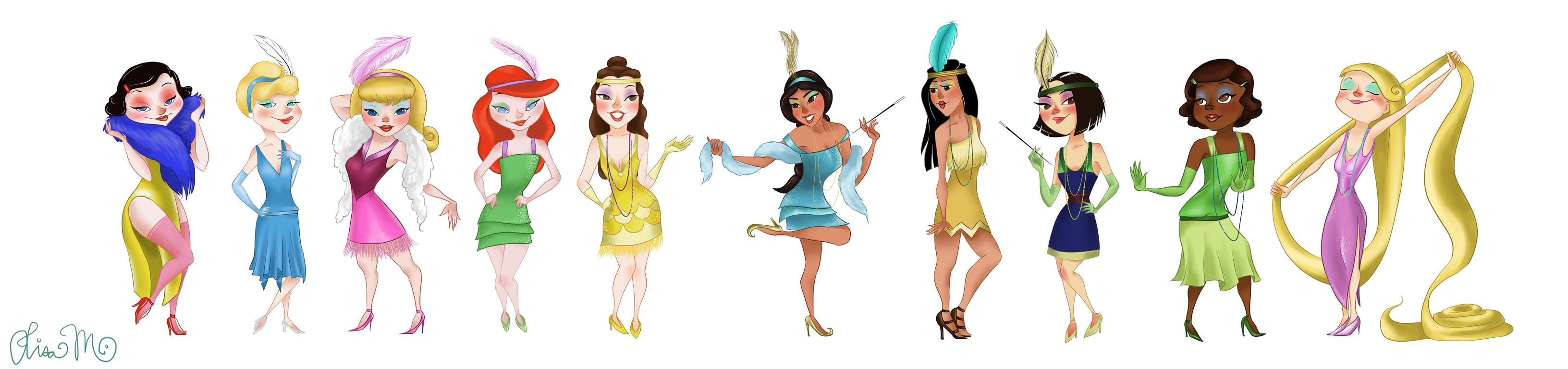 Disney Princess Flapper Girls by Gnuchi on DeviantArt