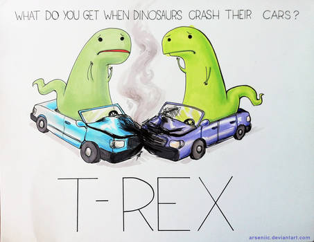 What do you get when dinosaurs crash their cars?