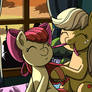 Bonding moment with AJ and Apple Bloom
