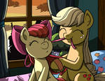 Bonding moment with AJ and Apple Bloom
