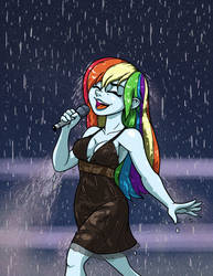 Rainbow Dash Singing in Rain - Commission