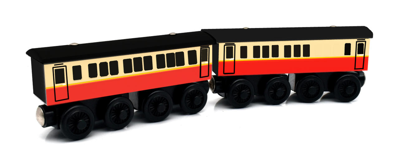 Updated Wooden Railway Red Express Coaches by JoshuatheJ5021 on DeviantArt