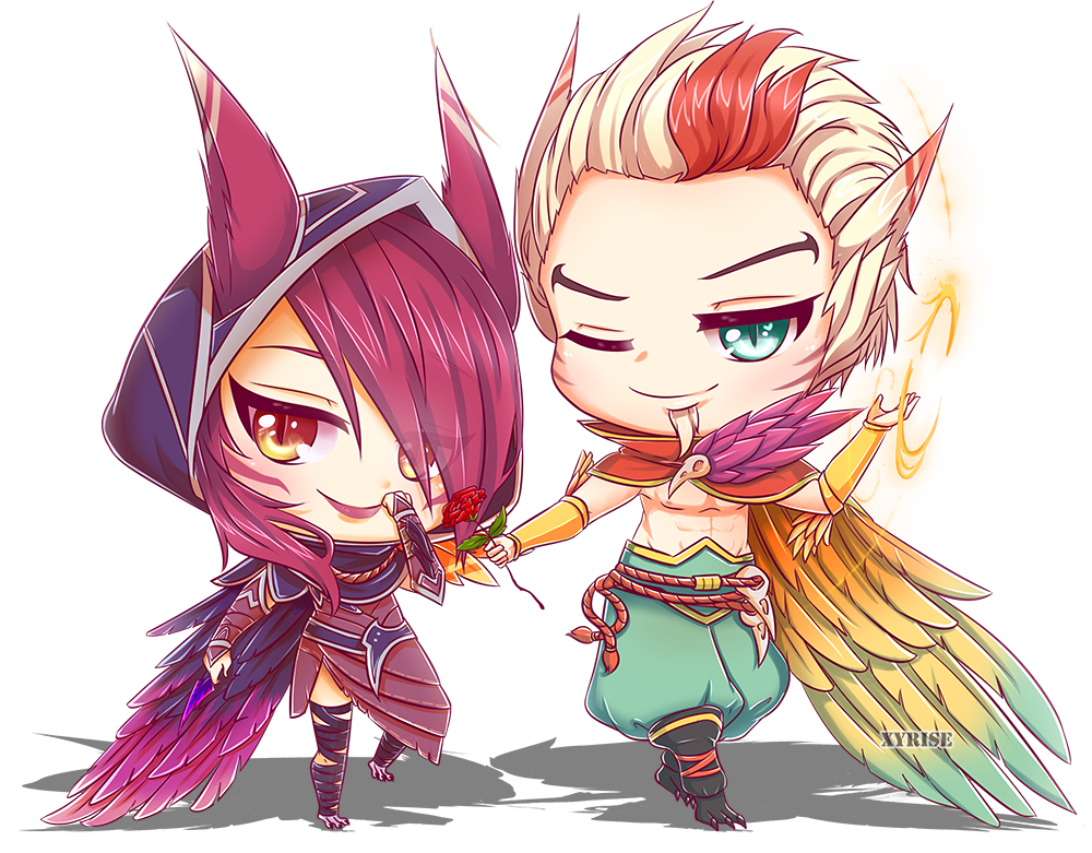 Xayah and Rakan by Xyrise on DeviantArt