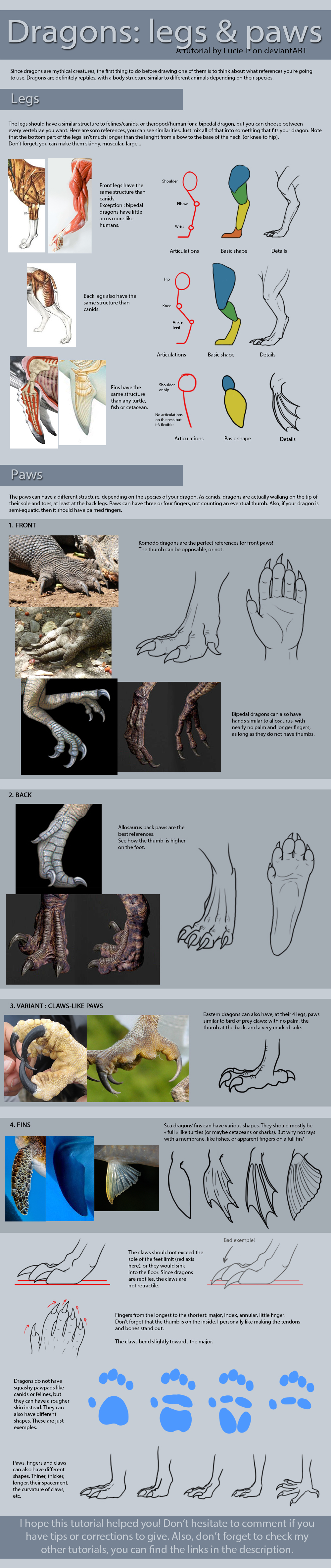 Dragon tutorial: Legs and Paws