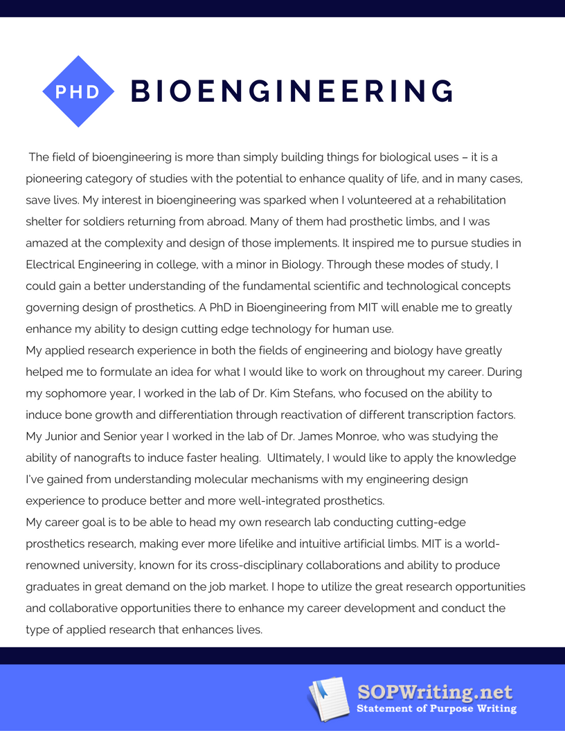 Bioengineering PHD SOP Sample By SamplesSoP On DeviantArt