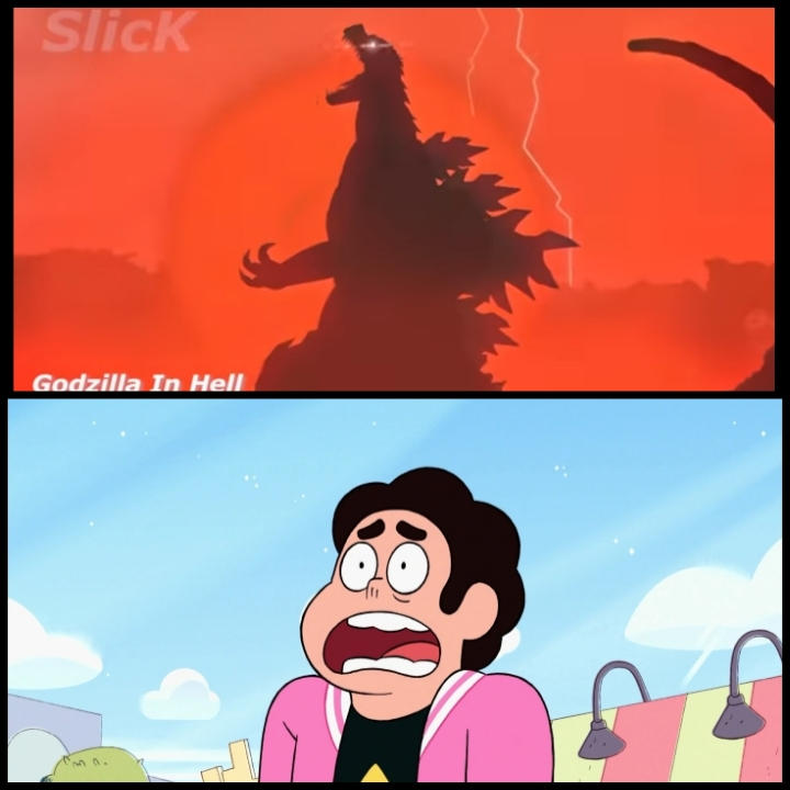 Godzilla Rosa Steven Steven scared Of godzilla in hell by fayruz12 on DeviantArt