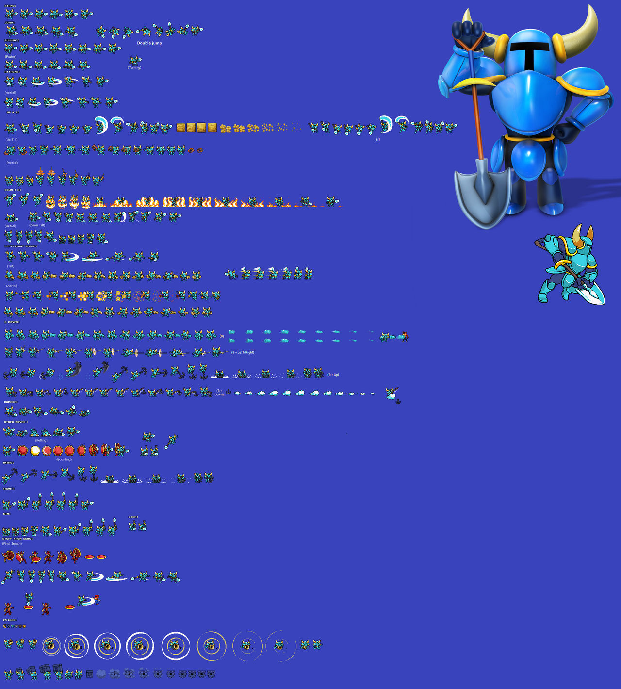 Shovel Knight sprite sheet rivals of aether by XxAlexsmashxX on